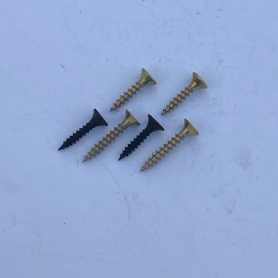 Assorted wood screws, black and gold finish
